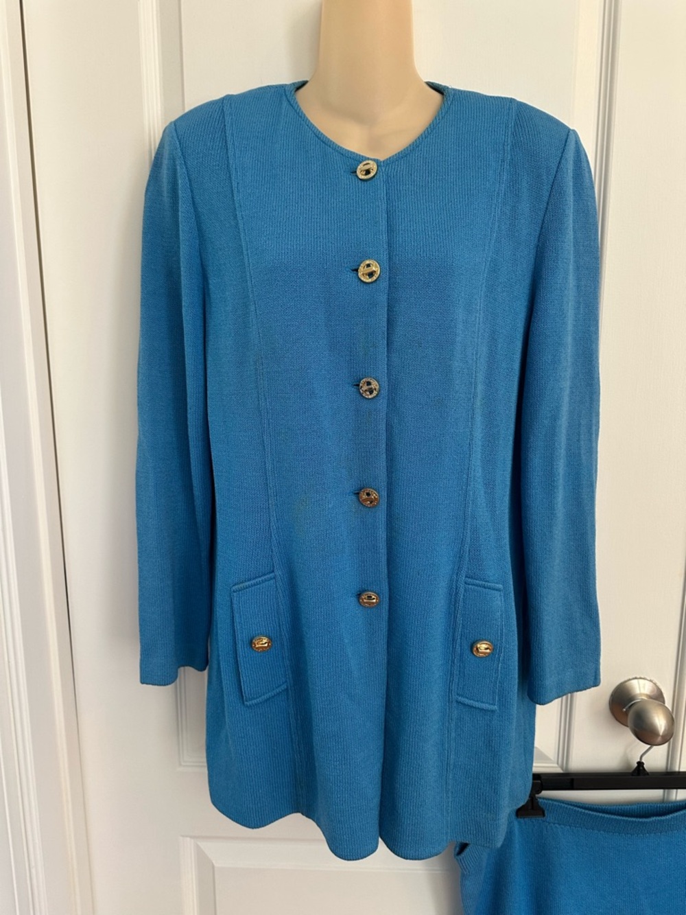 St John By Marie Gray Skirt Suit Turquoise Blue‎ - Picture 3 of 17